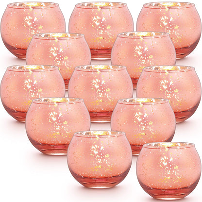 LAMORGIFT 36 Pcs Rose Gold Candle Holders-Rose Gold centerpieces for Birthday Party, Wedding, Bridal Shower, Sweet 16. Mother's Day Brunch Table Decorations