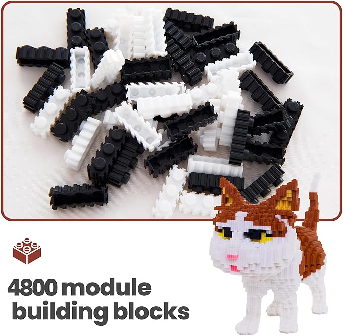 Cat Micro Building Blocks Set Animal Yellow Cat DIY Mini 3D Building Toy Bricks Kit Gift for Adults and Kids4800 Pieces
