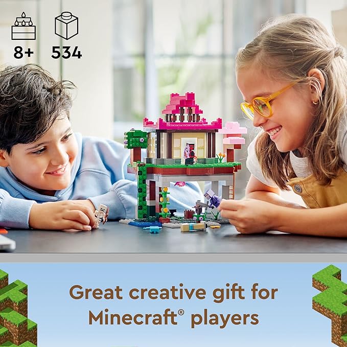 LEGO Minecraft The Training Grounds Toy Building Set 21183 Minecraft Toy for Kids Boys and Girls Age 8+ Years Old Building Kit with House Cave Trapdoor and Ninja Rogue and Bat Minecraft Figures