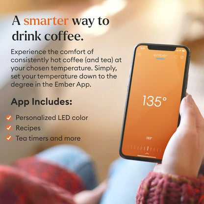 Ember Temperature Control Smart Mug 2, 10 Oz, App-Controlled Heated Coffee Mug with 80 Min Battery Life and Improved Design, White