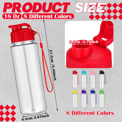 Ziliny 24 Pcs 17 oz Plastic Water Bottles Bulk Large Reusable Leak Proof Flip Top Sports Gym Water Bottles with Handle Strap for Kids and Adults for Summer School Travel(Vibrant Color,Classic Style)