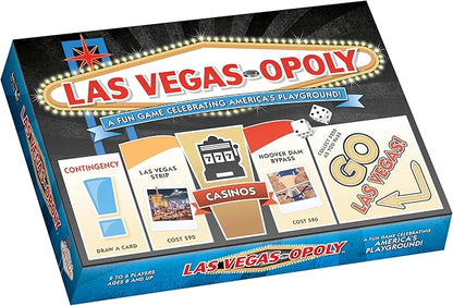 Late for The Sky Las Vegas-Opoly Property Trading Board Game – Vegas Theme Family Party Game for 2-6 Players Ages 8+ Tokens Dice Cards City Blocks and Keys to The City