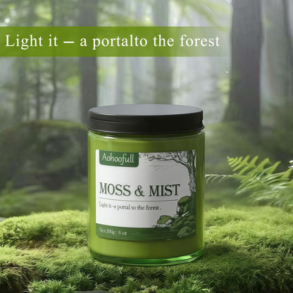 Aohoofull Soy Candles for Home Scented,Fall Candle 4oz 20 Hours Burn Moss & Mist Aromatherapy Candle Gift for Stress Relief, Meditation, Yoga, Relaxing SPA, Reusable Jar for Women Men