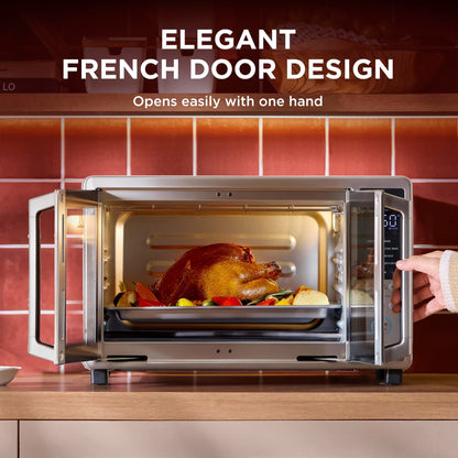 Midea Flexify Slim 8-in-1 French Door Toaster Oven Air Fryer Combo, Compact Countertop Oven with Infrared SpeedHeat, 25 Quart Capacity, Stainless Steel