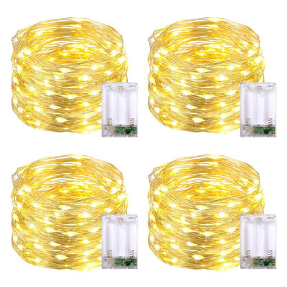 JMEXSUSS 4 Pack 50 LED Fairy Lights Battery Operated, 16ft Warm White Classroom Lights Indoor Outdoor, Battery Powered Twinkle String Lights for Classroom Bedroom Dorm Wedding Party DIY Decoration