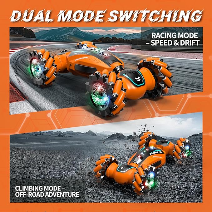Gesture Sensing RC Stunt Car with Light Music and Mist Spray for Kids 6+ 4WD Off-Road Drift Remote Control Car 2.4GHz Glove Remote Rechargeable Toy Vehicle for Boys and Girls Birthday Gift