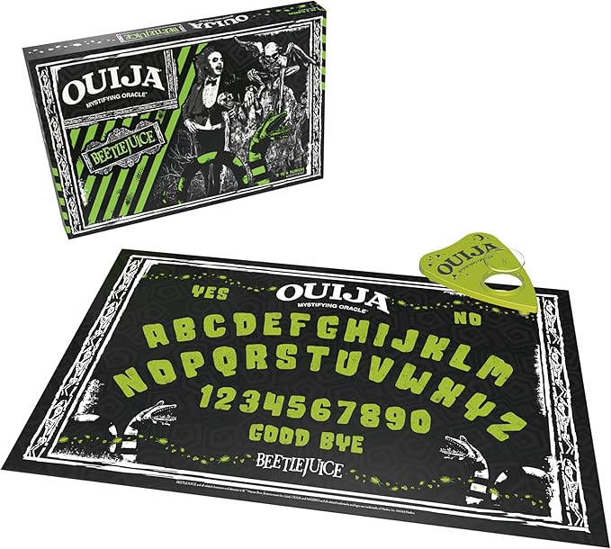 Ouija: Beetlejuice Inspired by Tim Burton’s Cult Classic Movie Collectible Classic Ouija Board Game with Green Planchette Officially Licensed Collectible and Merchandise 2-4 Players Ages 8+
