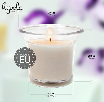 Hyoola Votive Candles - White Votives in Clear Cup - 12 Hour Burn Time Unscented Votive Candles Bulk - Pack of 48 Small Candles in Bulk - Made in Europe