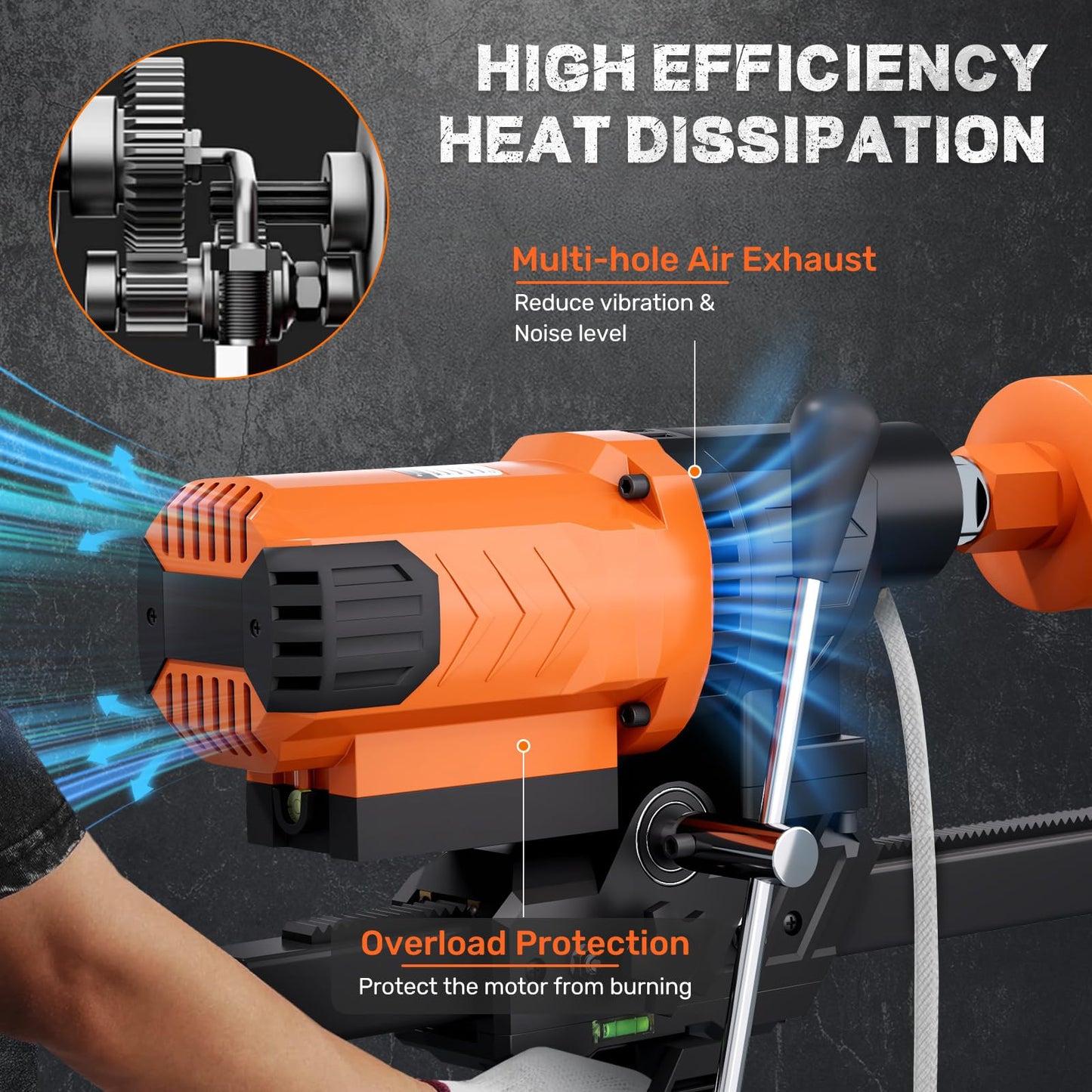 Zelurelle 8" Diamond Core Drill Machine with Stand, 2500W Wet & Dry Concrete Core Drilling Rig, 750RPM Heavy Duty Core Drill Press for Concrete Brick Stone Masonry, Max Depth 23.6"
