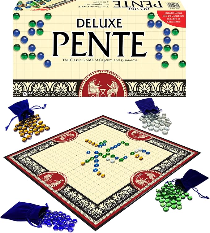 Deluxe Pente by Winning Moves Games USA Family Strategy Game of Capture Stones for 2 to 4 Players Ages 8+