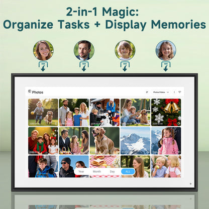 Digital Calendar 21.5 Inch with Chore Rewards – Smart Electronic Family Organizer, Touchscreen Wall Calendar, Meal Planner & Photo Frame, Syncs with Google/iCloud, for Wall or Desk, Black