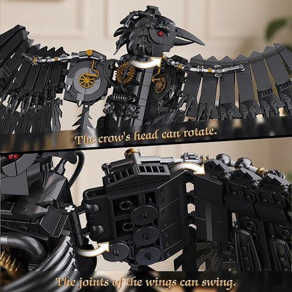 Mechanical Raven Bird Building Set MOC Creative Crow Animal Model Kit Collectible Home Office Decor Toy Gift for Adults Teens 14+ (1018PCS)