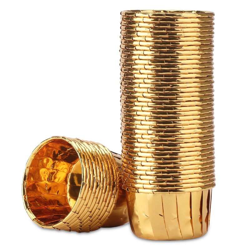 EUSOAR Gold Cupcake Cups, 3.5 Oz 50pcs Disposable Foil Muffin Liners, Gold Cupcake Baking Cups, Ramekin Aluminum Cupcake Tip Pan Ramekin Holders, Little Baking Cups