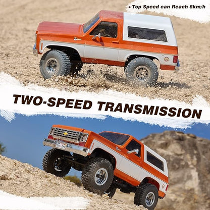 BEEZRC FMS 1/24 RC Crawler Officially Licensed Chevy K5 Blazer RC FCX24 RTR RC Pickup Truck SUV 4WD 2.4GHz 3CH Hobby RC Model 8km/h Mini Car Off-Road Remote Control Car (Orange)