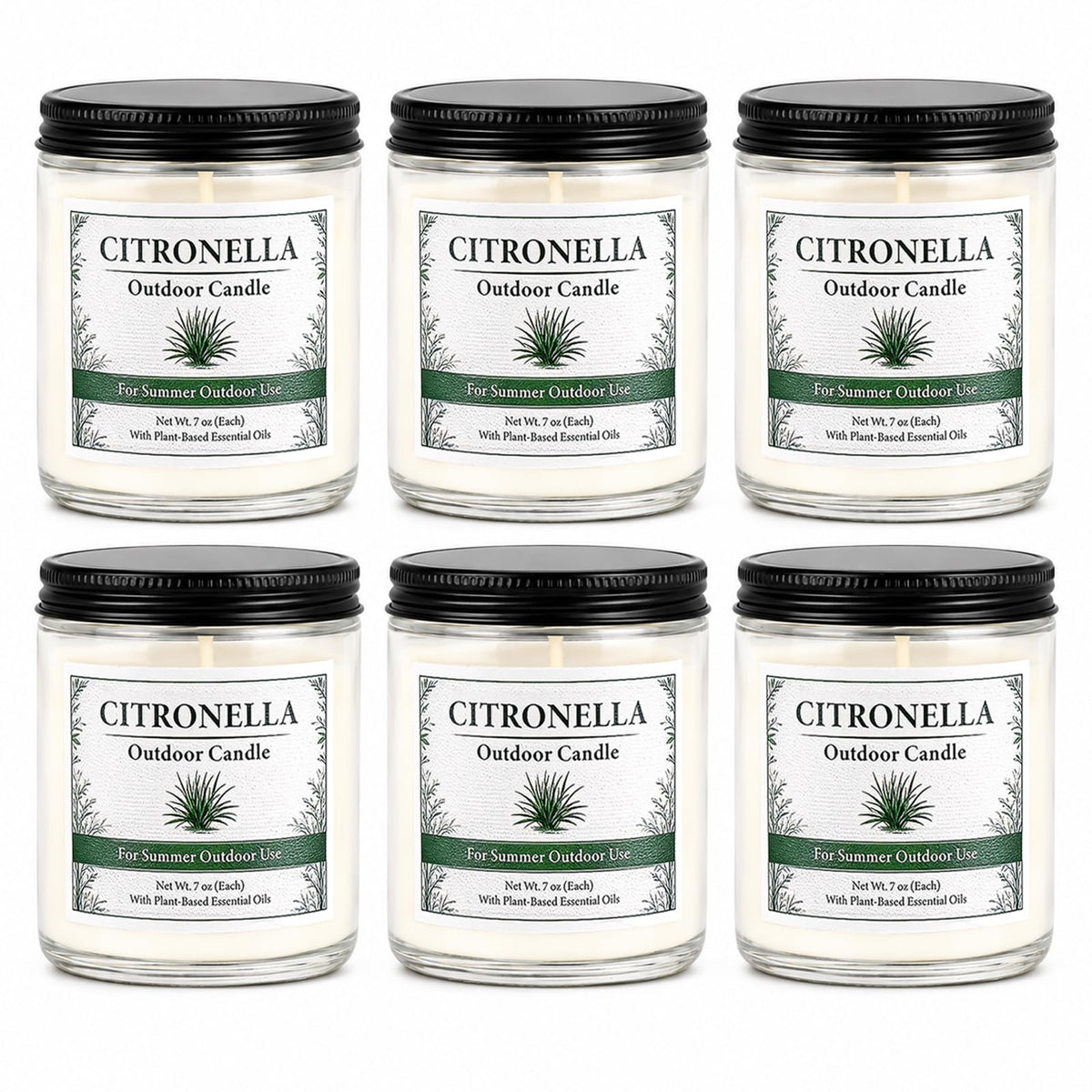 Citronella Candles Outdoor - 6 Pack Soy Wax Citronella Candles, 42 oz 300 Hours Total Outdoor Candle Set for Patio Backyard, Garden, Balcony, Deck, Porch, BBQ, Camping & Summer Parties