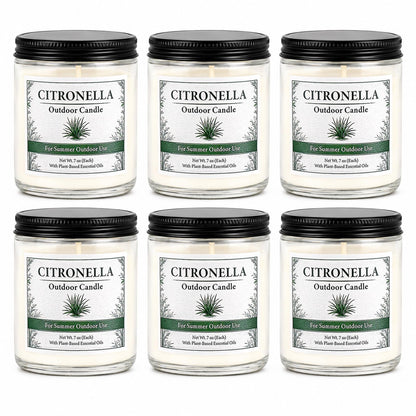 Citronella Candles Outdoor - 6 Pack Soy Wax Citronella Candles, 42 oz 300 Hours Total Outdoor Candle Set for Patio Backyard, Garden, Balcony, Deck, Porch, BBQ, Camping & Summer Parties