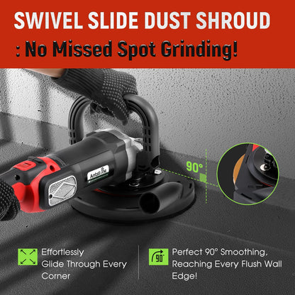 Antstone 7 Inch Concrete Grinder Set Concrete Surface Planer with Dust Extraction Shroud 1580W 3000RPM Angle Grinder Kit with Auxiliary Handles, Protective Guard, Diamond Grinding Wheel