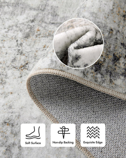 AUKOW Area Rug Living Room Rugs - 8x10 Modern Abstract Soft Indoor Neutral Washable Rug Stain Resistant Non-Slip Low Pile Carpet for Bedroom Dining Room Home Office - Charcoal Grey