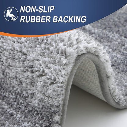 OLANLY Microfiber Bath Rugs - Extra Soft & Absorbent | 24x16 Grey Quick-Dry Mats for Bathroom Floor