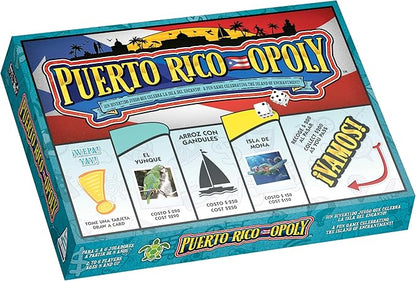 Late for The Sky Puerto RICO-OPOLY Bilingual Board Game Puerto Rican Culture for Ages 8+ 2–6 Players Collectible Tokens Property Trading Fun