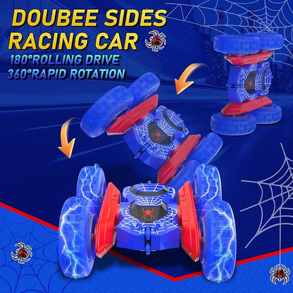 NQD Spider Remote Control Car- Double Sided 360°Rotate RC Stunt Car with Wheel Lights 4WD Off-Road RC Cars 2.4Ghz Indoor/Outdoor Rechargeable Toy Car for Boys Age 4-7 8-12 Birthday Xmas Gift