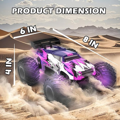 Sjpzwcrl Remote Control Car Toy Truck: - Hand Controlled Monster Truck Toys RC Car Electric Rock Crawler RC with Headlights and Colorful Toy Cars Body Lights for Boy Kids (Purple)
