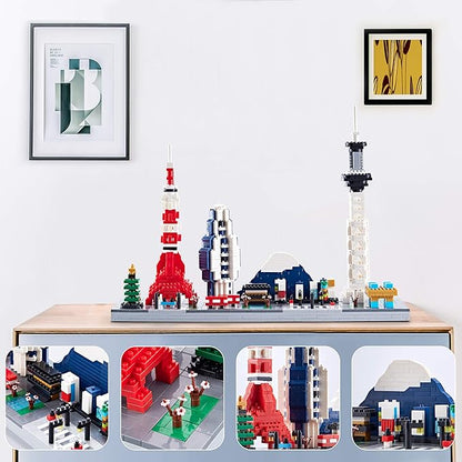 Japanese Architecture Tokyo Skyline Micro Building Blocks for Adults and Kids Ages of 14+ – Challenging Construction Set 1880 Pieces Perfect Home and Office Decoration