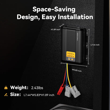 Power Queen 12V 40A DC to DC On-Board Charger for AGM, Gel, SLA, Lithium, Dual Input Battery Charger with MPPT, Anderson Connector Reverse Charge for Solar Panel and Alternator