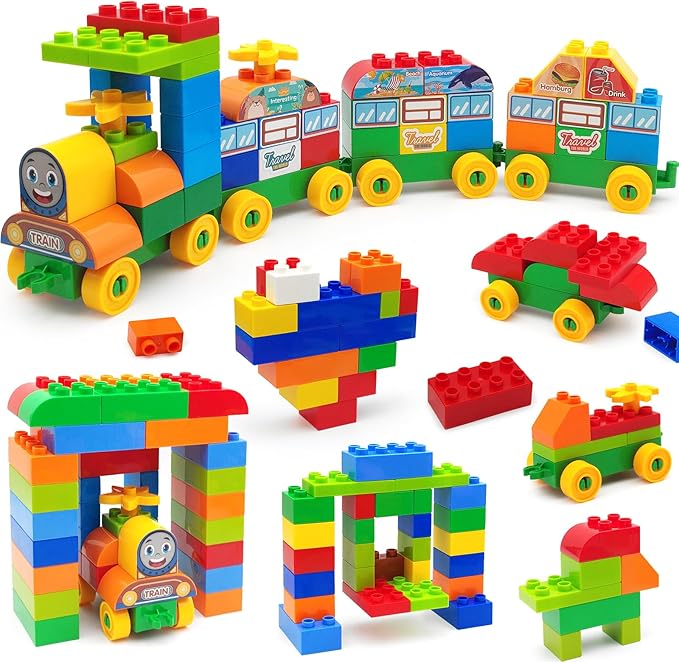 150 Pcs Classic Building Blocks Set for Toddlers 3-6 Large Building Bricks Train Educational Toy STEM Toys Compatible with Major Brands Gift for Kids