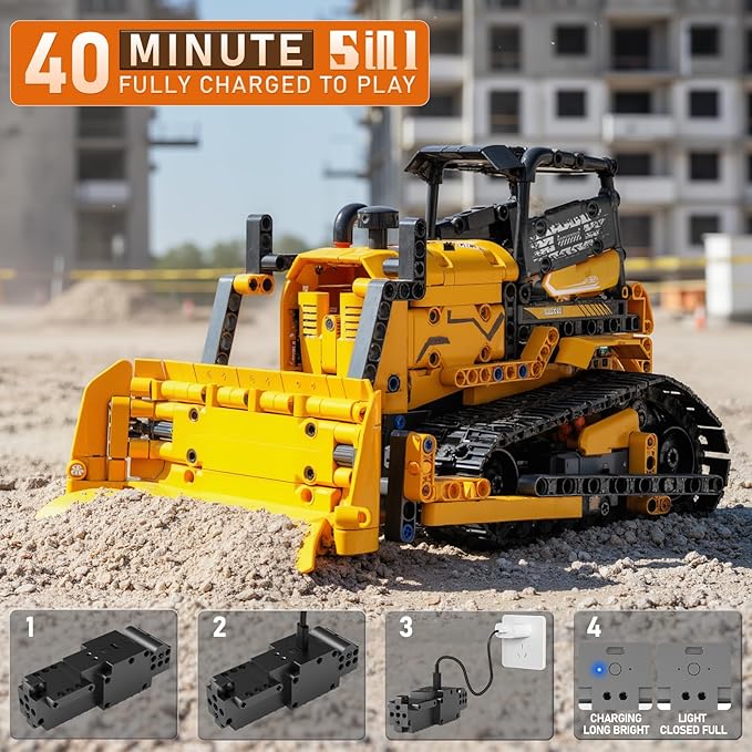 5in1 STEM Robot Building Kits for Kids 6-14 Remote &amp APP Controlled STEM Excavator/Bulldozer/Crane/Robot Building Toys 736 Pcs Educational Building Sets for Kids Erector Sets Gifts for Boys Gir