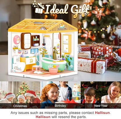 LED Building Blocks for Adults 1:24 DIY Miniature Dollhouse Kits with Roof &amp Dustproof Cover Tiny House Toy Building Sets for Kids Ages 8-12-15 Birthday Hobbies Gift for Men Women Boy Girl