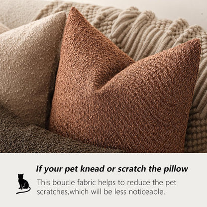 Foindtower Decorative Textured Boucle Throw Pillow Covers Accent Solid Lumbar Pillow Cases Soft Cozy Couch Cushion Case for Chair Sofa Bedroom Living Room Home Decor 12x20 Inch,1PC,Burnt Orange Hazel