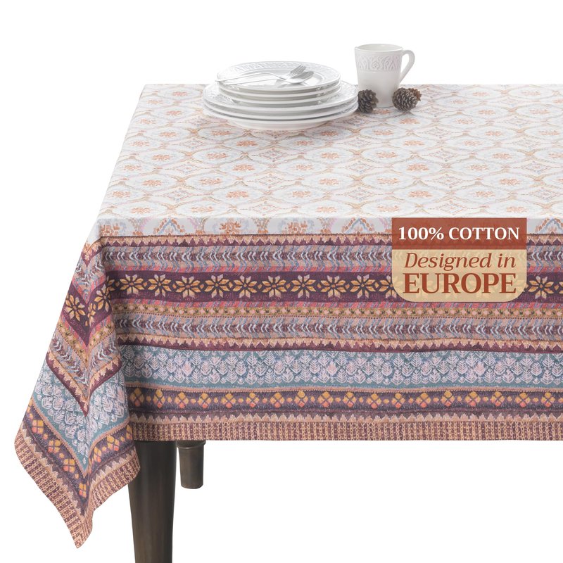 Maison d' Hermine Table Cloth Square Table 100% Cotton 60 x 60 Inches Fall Tablecloth Reusable Everyday Use for Thanksgiving Christmas Decorations Dining Farmhouse Party (Fair Isle)