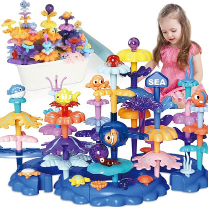 Coral Garden Flower Building Toys for for Toddlers 3-5 Year OldUpgrade DIY Building Blocks Toys for Ages 2-4 GirlsEducational STEM Christmas Birthday Gift for Kids(76PCS)