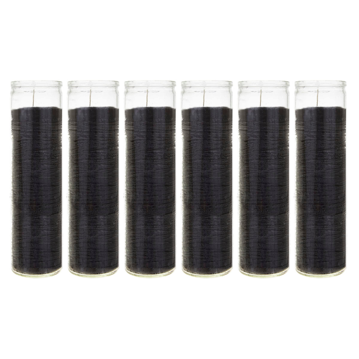 Mega Candles 6 pcs Unscented Black 7 Day Glass Container Devotional Prayer Candles, Premium Wax Candle 2 Inch x 8 Inch, Sanctuary, Vigils, Prayers, Blessings, Religious, Memorials, Remembrance