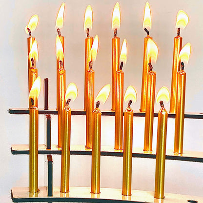 Celebration Stadium Tall Gold Birthday Candles for Cake and Table Decorations, Perfect for Milestone Special Day, Elegant Gold Birthday Candles, Ideal for Celebrations, 100 Pieces, 3.25 Inches