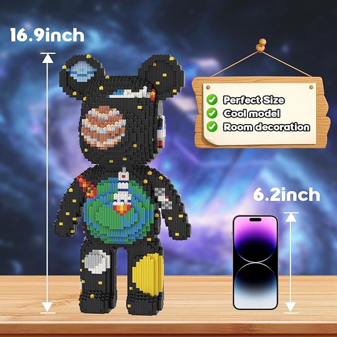 Fly The Space Bear Building Blocks (5800 PCS) 3D Micro Animal DIY Bear Building Blocks for Adults &amp Teenager Creative Toys Ideal Gift for Family &amp Friends