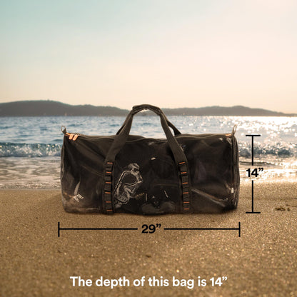 Fitdom 90L Large Mesh Duffle Bag for Scuba Dive or Snorkel Equipment. Best for Water Sports & Beach Activities like Swimming, Diving & Snorkeling. Perfect for Travel, Storage Swim Gym Gears & Balls