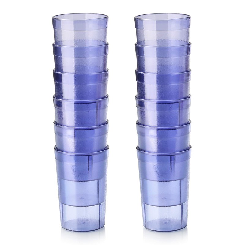 New Star Foodservice Restaurant-Grade Polycarbonate Beverage Tumblers, 8 oz, Blue, Set of 12