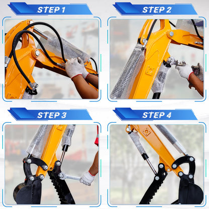 DANWIWEE Hydraulic Thumb Clip For Mini Excavators Attachments, Metal Grab Clip Thumb with 2*M14 Hoses for Single Hole Hydraulic Thumb Clip without L-Shaped Bracket