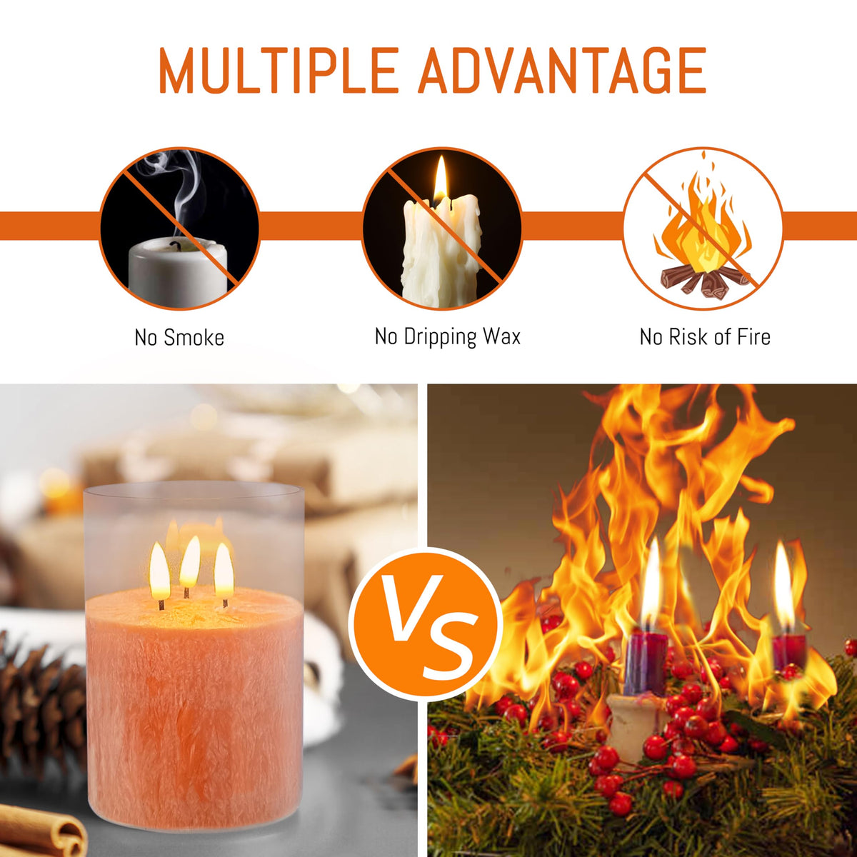 DEVSYWAX LED Candles Flameless Pillar Candles