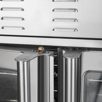 KoolMore 38 in. Full-Size Double Commercial Natural Gas Convection Oven 108,000 BTU With stacking And Casters in Stainless-Steel (KM-DCCO54-NGC)