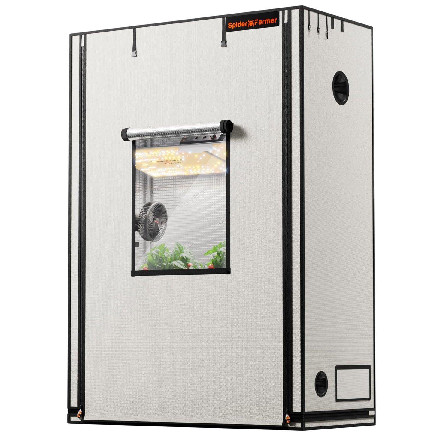 Spider Farmer Pro Series 4.6x2.3x6.6 Grow Tent, 55"x28"x80" with Roll-up Door, Observation Window Floor Tray, 2000D Thicken Mylar Canvas, 4x2 for Hydroponic Indoor Growing for SF2000, SE4500, G4500