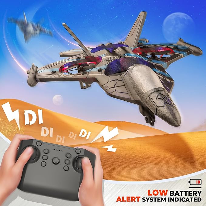 BEZGAR RC Plane | 2.4GHZ Remote Control Airplane RC Helicopter 360° Flip Fighter Jet Toy Toys for ages 8-13 with Colorful LED Navigation Lights Blue