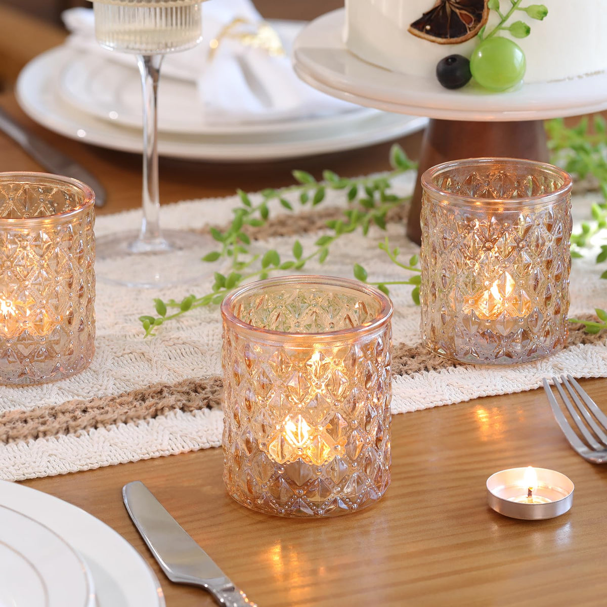 8 Pcs Large Votive Candle Holders Gold Tea Light Candle Holders Glass Candle Holder for Wedding, Bridal Shower, Table Centerpiece, Party, Home Decor