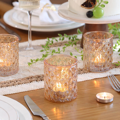 8 Pcs Large Votive Candle Holders Gold Tea Light Candle Holders Glass Candle Holder for Wedding, Bridal Shower, Table Centerpiece, Party, Home Decor