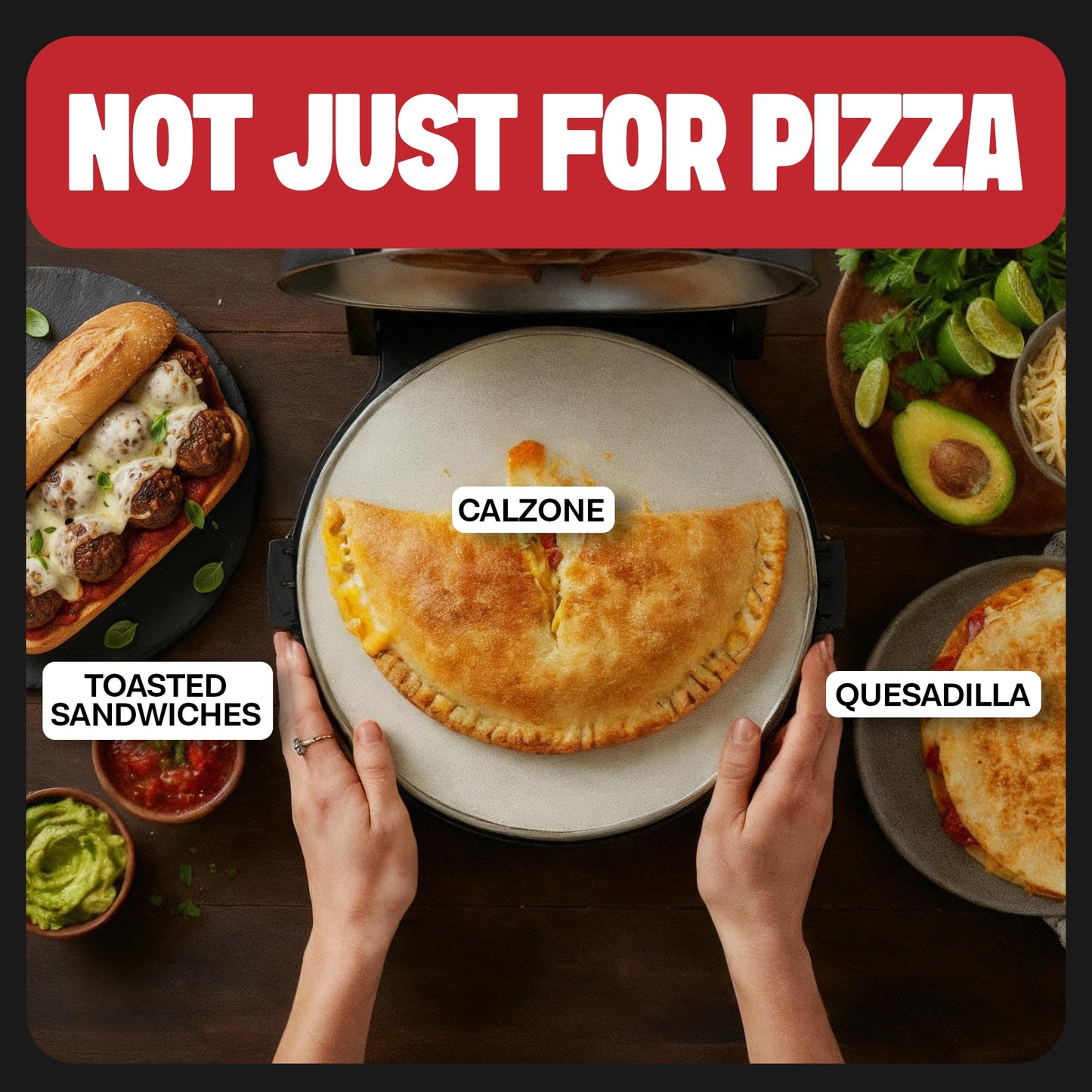 PIEZANO XL 14 Inch Electric Indoor Pizza Oven Heats up to 800˚F - Pizza Maker with Stone for Crispy Crust Pizza, Cooks in Under 6 Minutes, Countertop, Dual Heat Control, Peels & Scraper Included