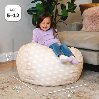 Big Joe Classic Bean Bag Chair, Mini Clouds Oat Smartmax, Durable Polyester Nylon Blend, 2 feet Round