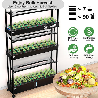 Growell 16 Pods Hydroponics Growing System Kit & 90 Pods Vertical Indoor Garden