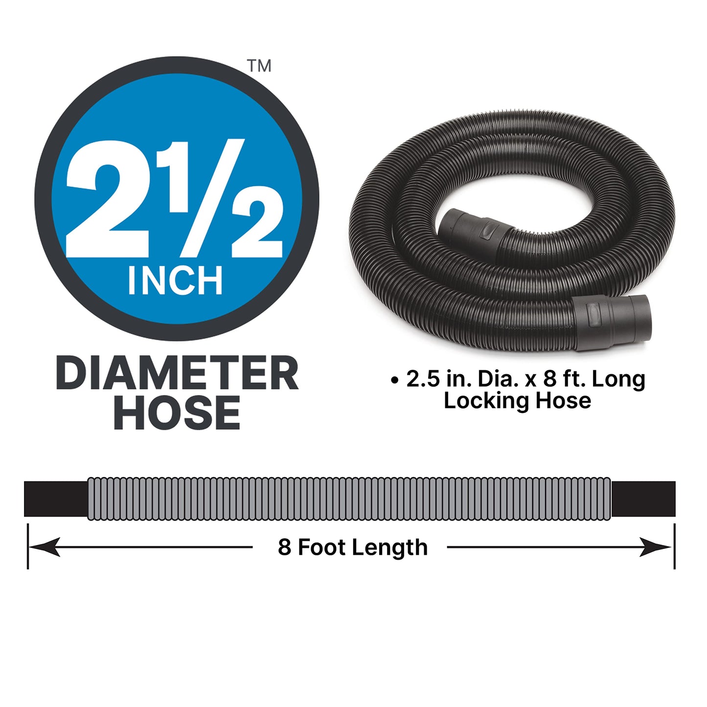 Shop-Vac 8252605 16 Gallon, Wet/Dry Utility Vacuum, 6.5 Peak HP, 2.5 Inch Diameter x 8 Foot Hose, 12 Foot Cord, Durable Design for Heavy-Duty Cleaning